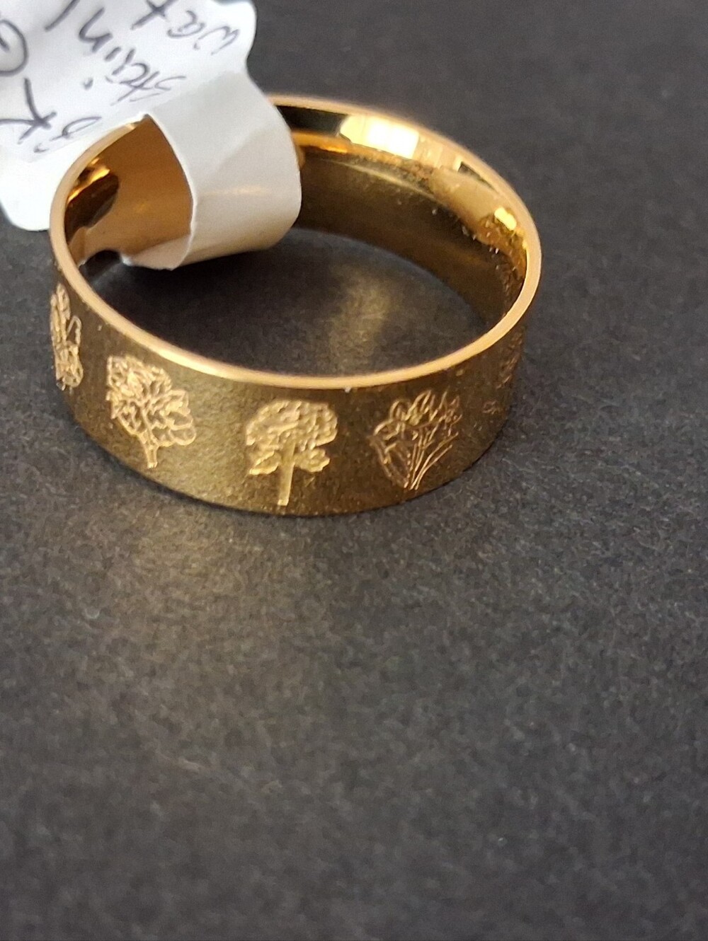 Gold Floral Engraved Band Ring - Women Jewelry